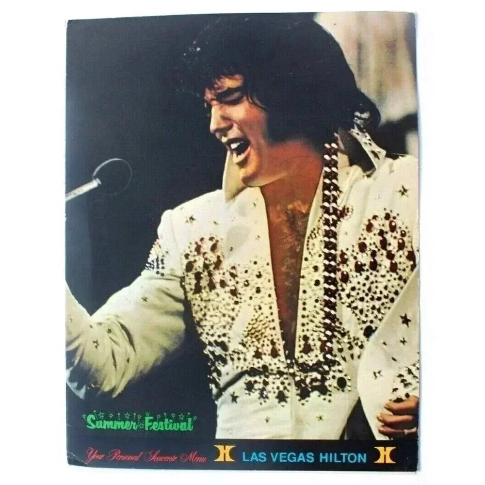 Vintage 1974 Elvis Presley Las Vegas Hilton Souvenir Menu - Summer Festival